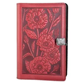 Large Leather Journal - Oriental Poppy in Red