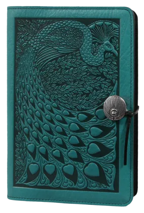 Large Leather Journal -  Peacock in Teal Large