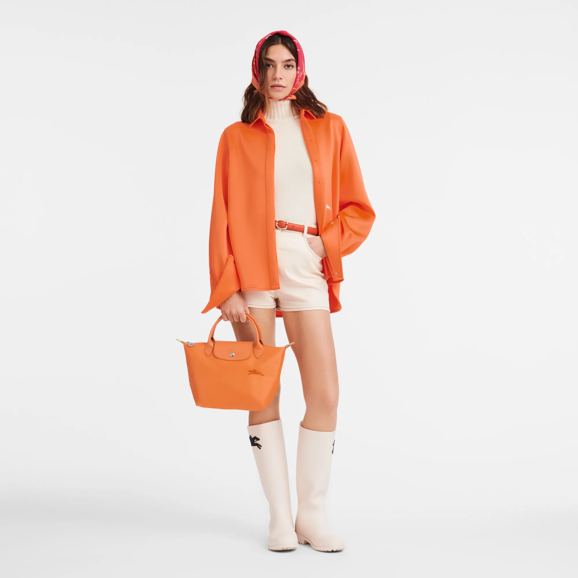 Le Pliage Green S Handbag Orange - Recycled canvas