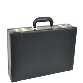 Leather Attache Case Twin Combination Lock Briefcase Expandable HOL1196