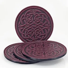 Leather Celtic Fish Knot Coaster Set