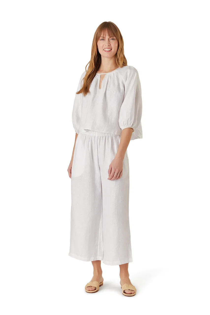 Linen Travel Top - White