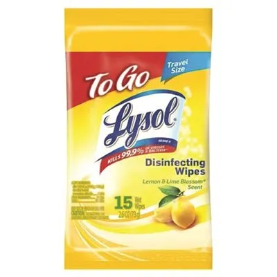 Lysol Lemon and Lime Blossom To-Go Flatpack (15 ct.) Disinfecting Wipes (Pack of 3)