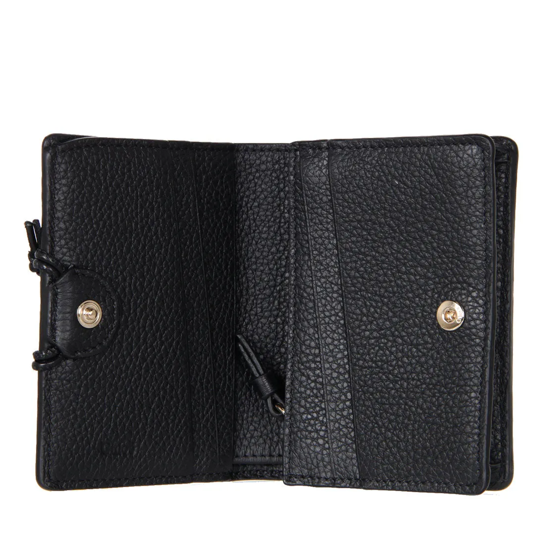 Malou Flap Compact Wallet, Black