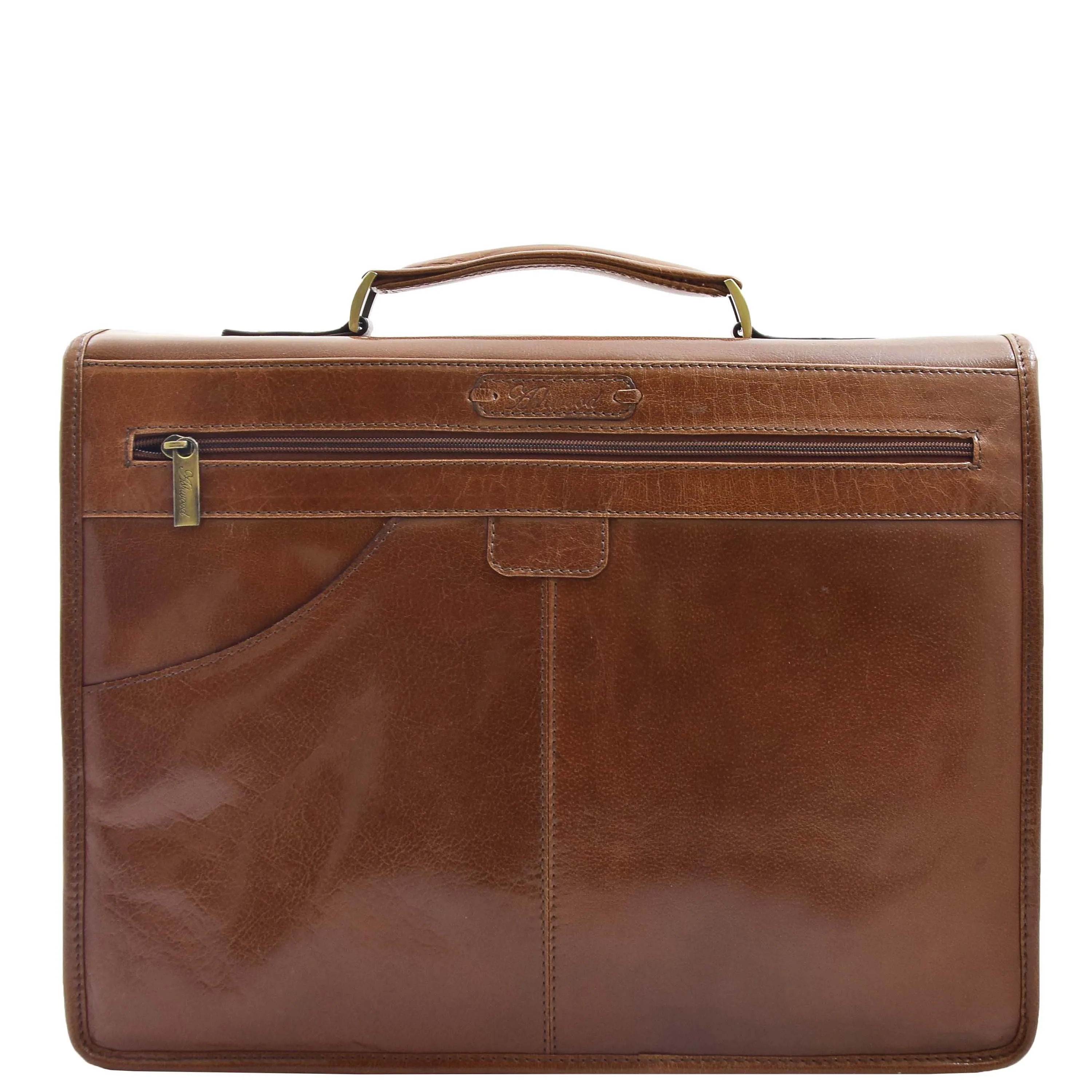 Mens Leather Briefcase Cross Body Bag Buckerell Chestnut Tan