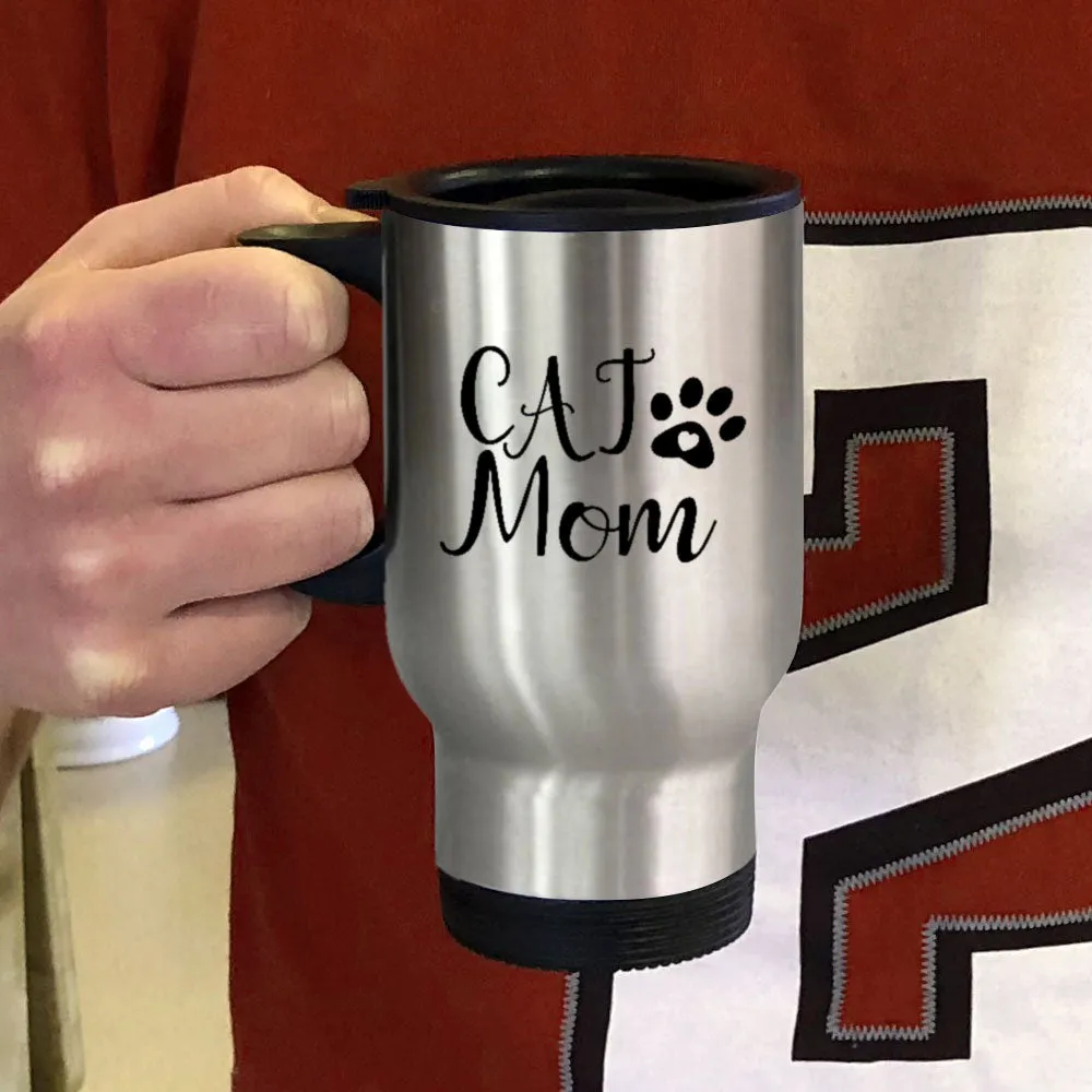 Metal Coffee and Tea Travel Mug Cat Mom Paw