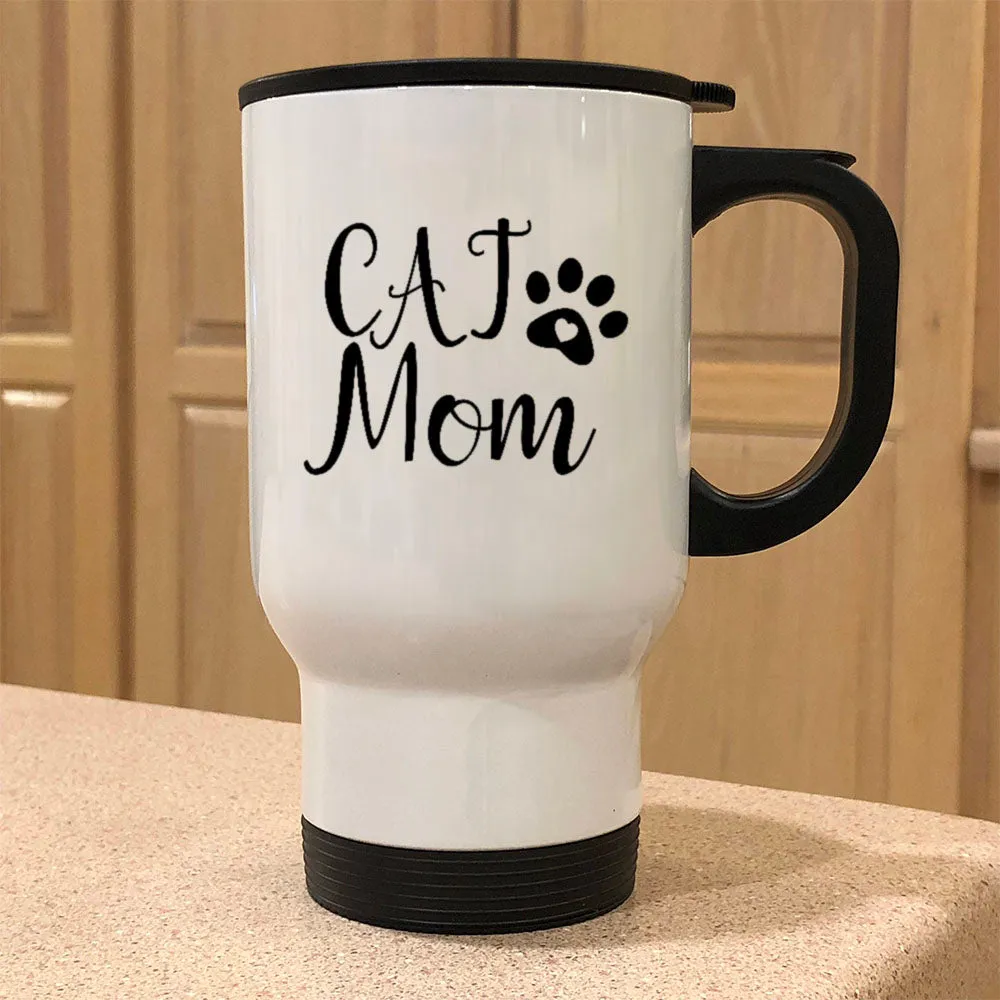 Metal Coffee and Tea Travel Mug Cat Mom Paw