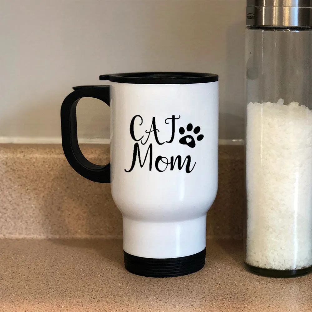 Metal Coffee and Tea Travel Mug Cat Mom Paw