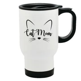 Metal Coffee and Tea Travel Mug Cat Mom Whiskers