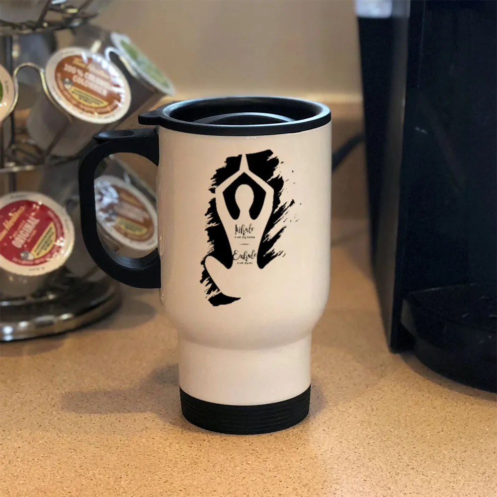 Metal Coffee and Tea Travel Mug Yoga Inhale Exhale