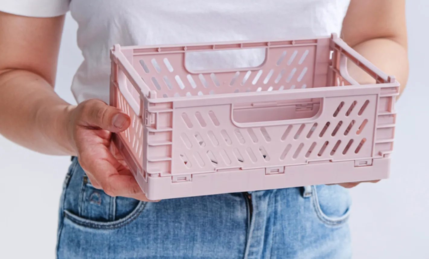 Mini Collapsible Storage Crate - Dusty Pink