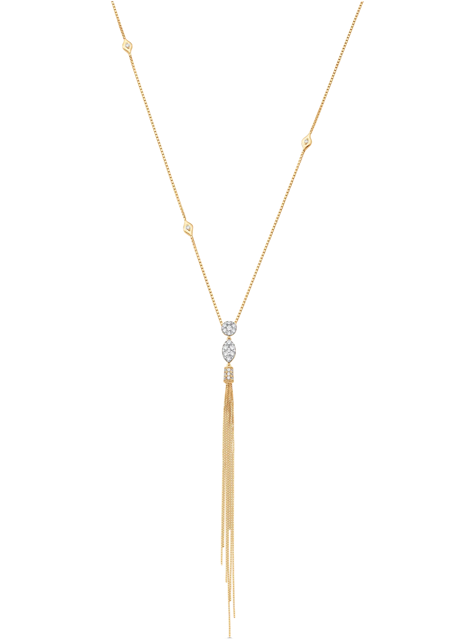 Nappa Diamond Cluster Tassel Necklace