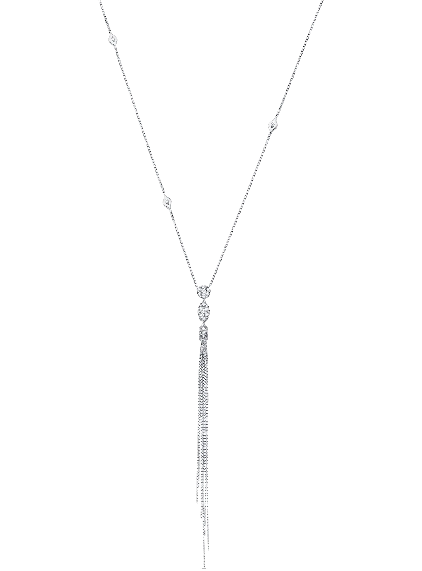 Nappa Diamond Cluster Tassel Necklace