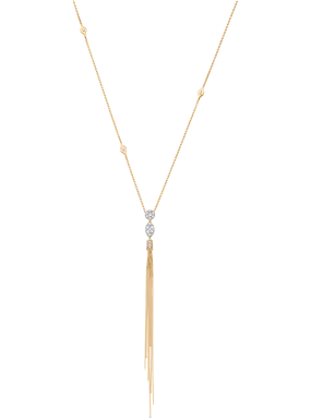 Nappa Diamond Cluster Tassel Necklace