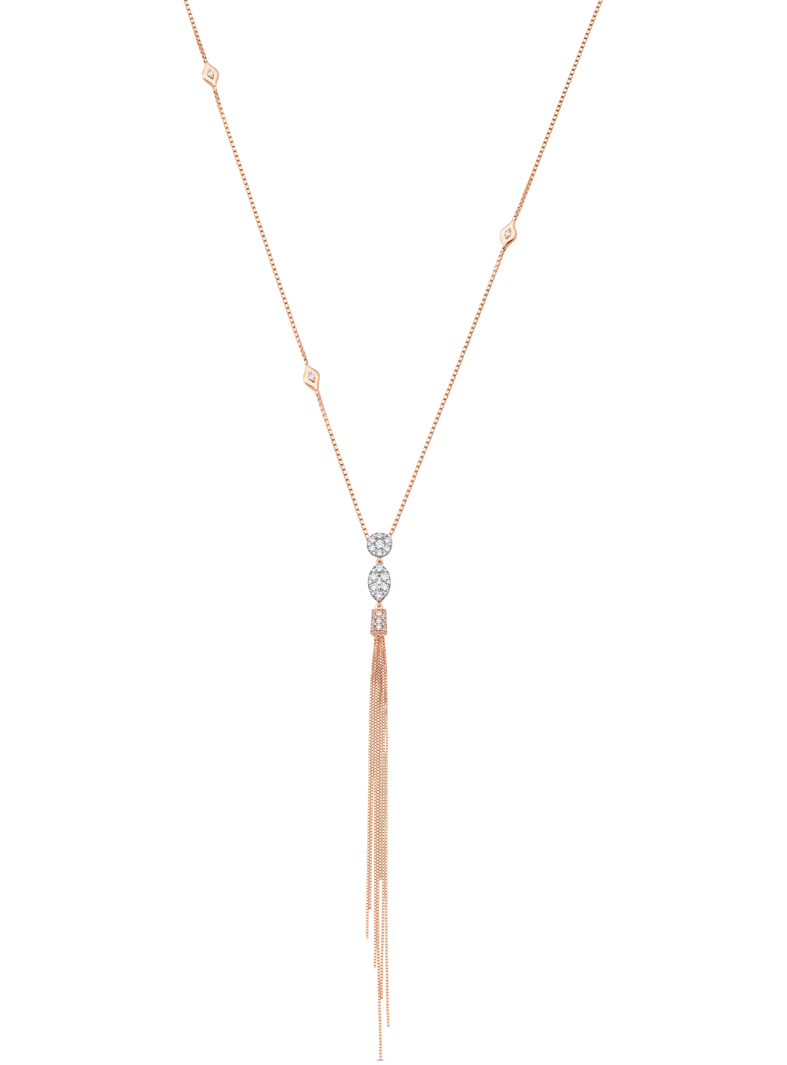 Nappa Diamond Cluster Tassel Necklace