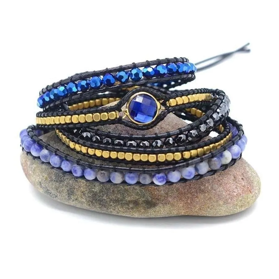 Natural Sodalite Magic Blue Wrap Bracelet