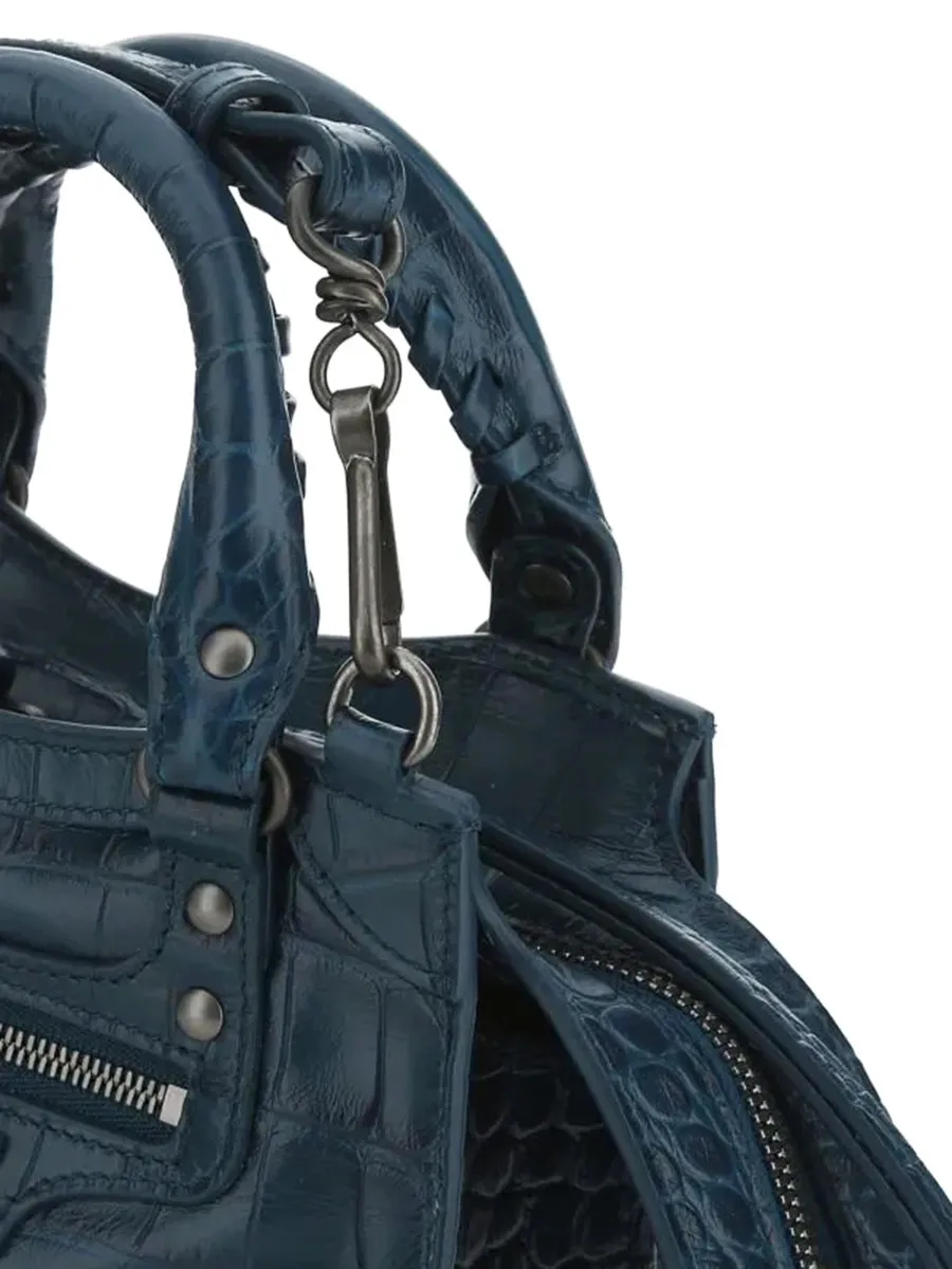 Neo Classic Mini Handbag Crocodile Embossed in Navy