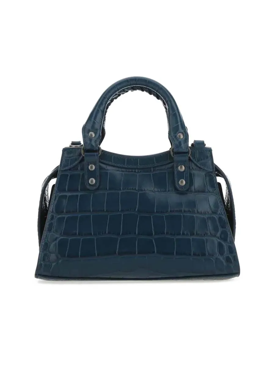 Neo Classic Mini Handbag Crocodile Embossed in Navy