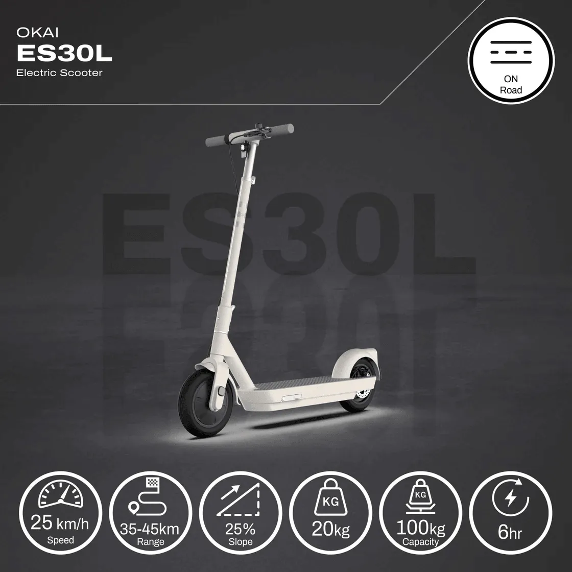 Okai Escooter ES30L Electric Scooter White