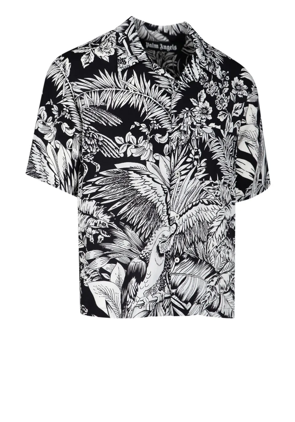 Palm Angels Jungle-Print Straight Hem Shirt