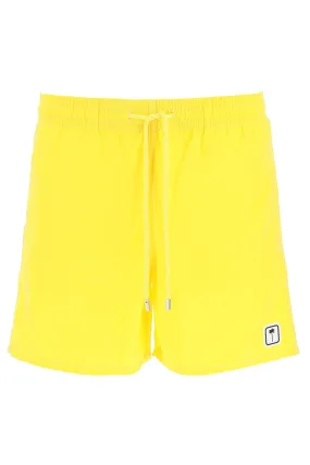 Palm Angels Logo Print Drawstring Swim Shorts