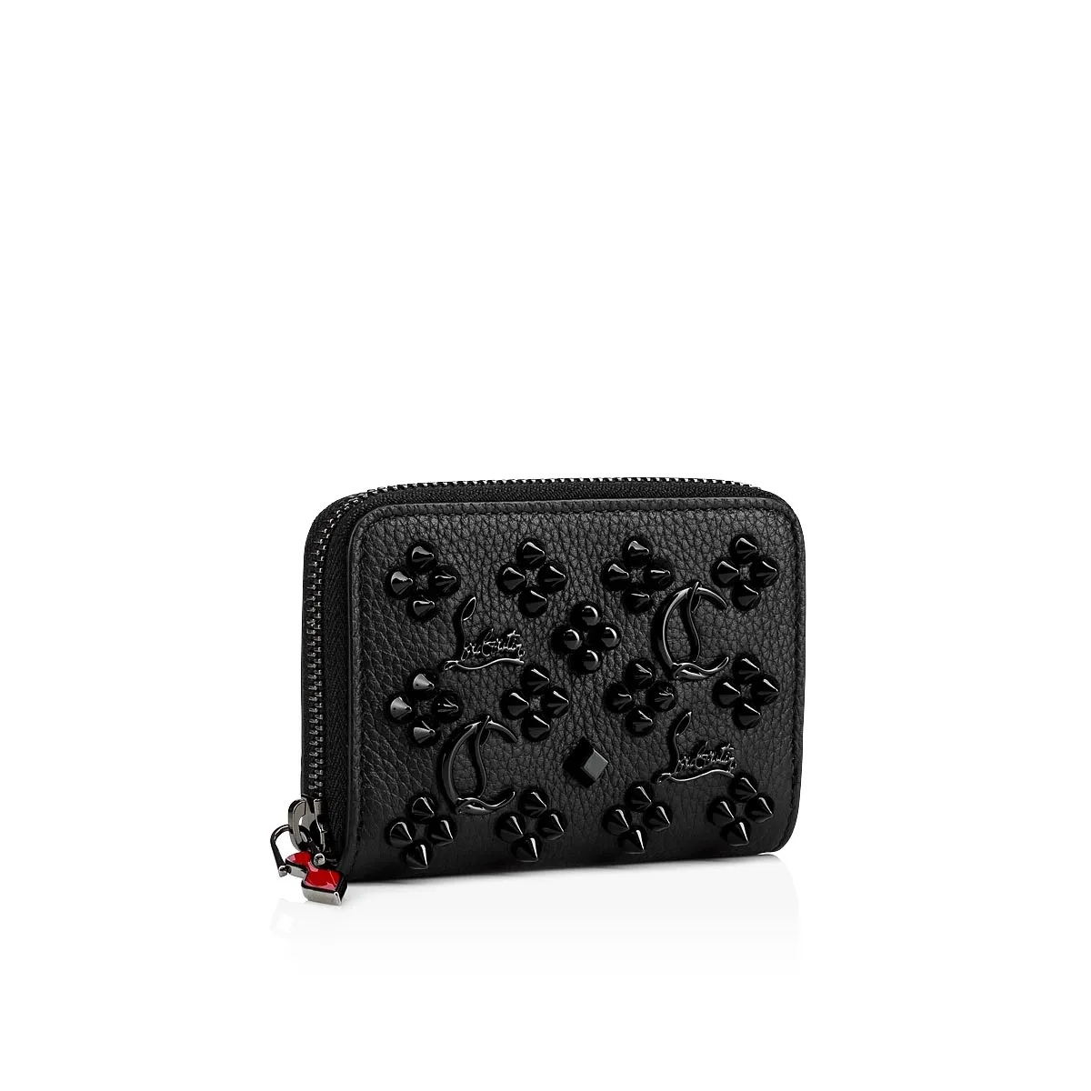 Panettone Coin purse - Grained calf leather and spikes Loubinthesky - Black