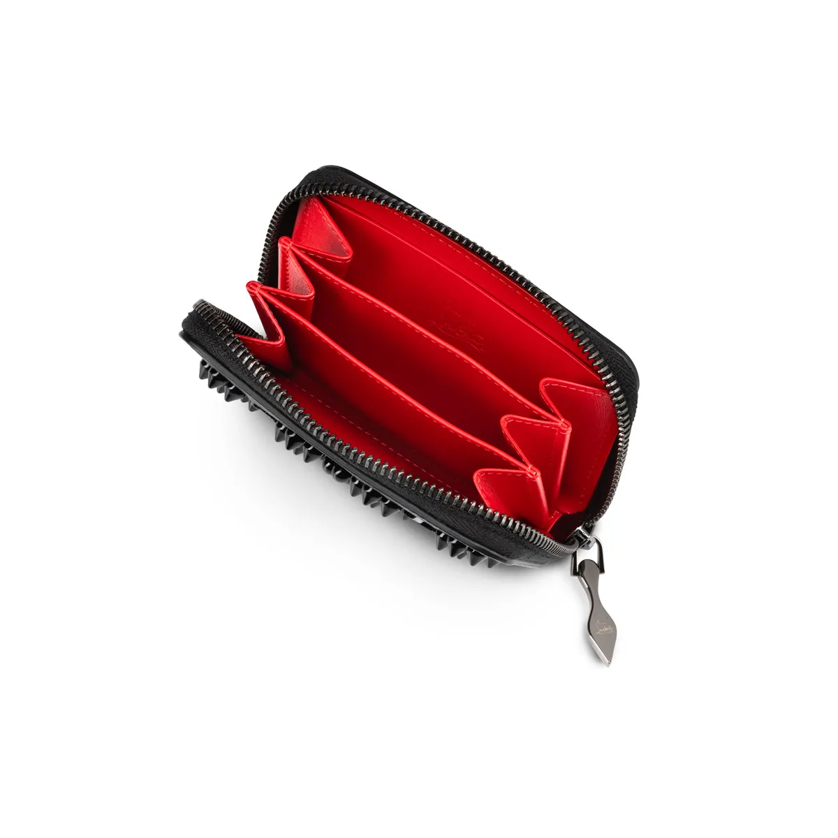 Panettone Coin purse - Grained calf leather and spikes Loubinthesky - Black