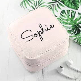 Personalised Travel Powder Pink Jewellery Case