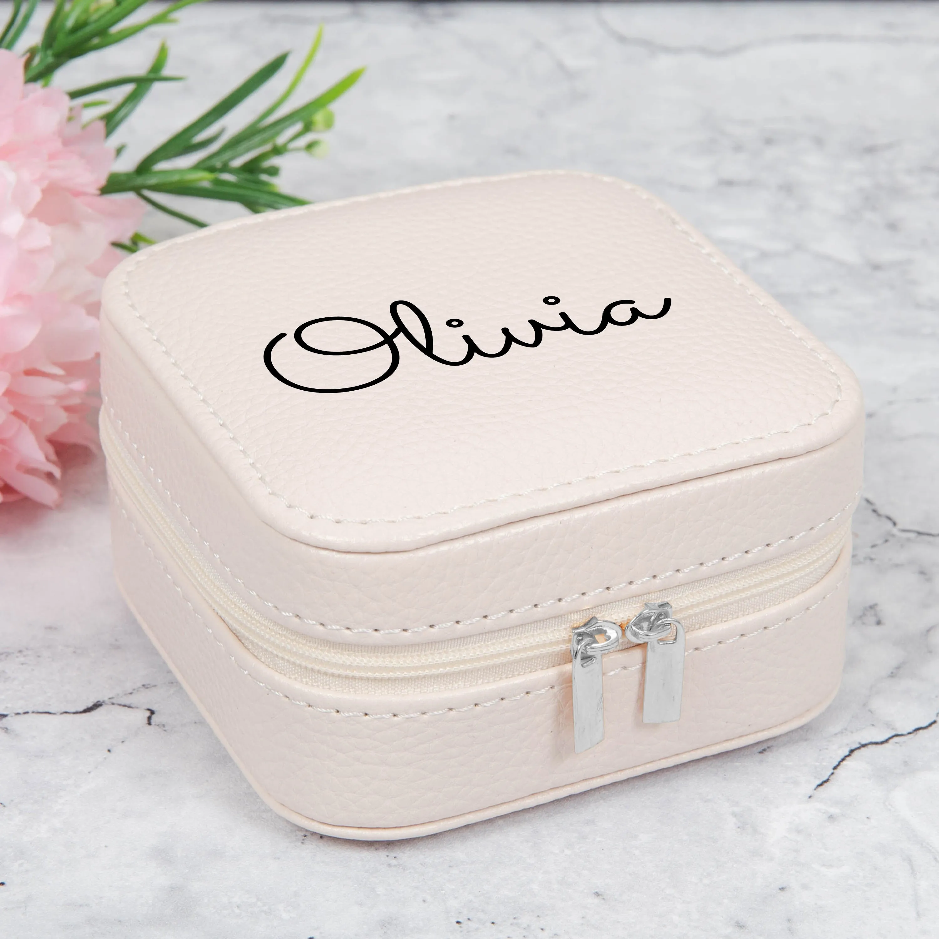 Personalised Travel Powder Pink Jewellery Case