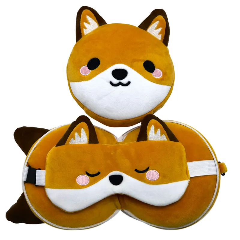 Relaxeazzz Travel Pillow & Eye Mask - Adoramals Finnick the Fox CUSH313