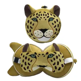 Relaxeazzz Travel Pillow & Eye Mask - Leopard CUSH341