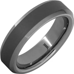 Rugged Tungsten Beveled Men's Ring with Sandblast Finish