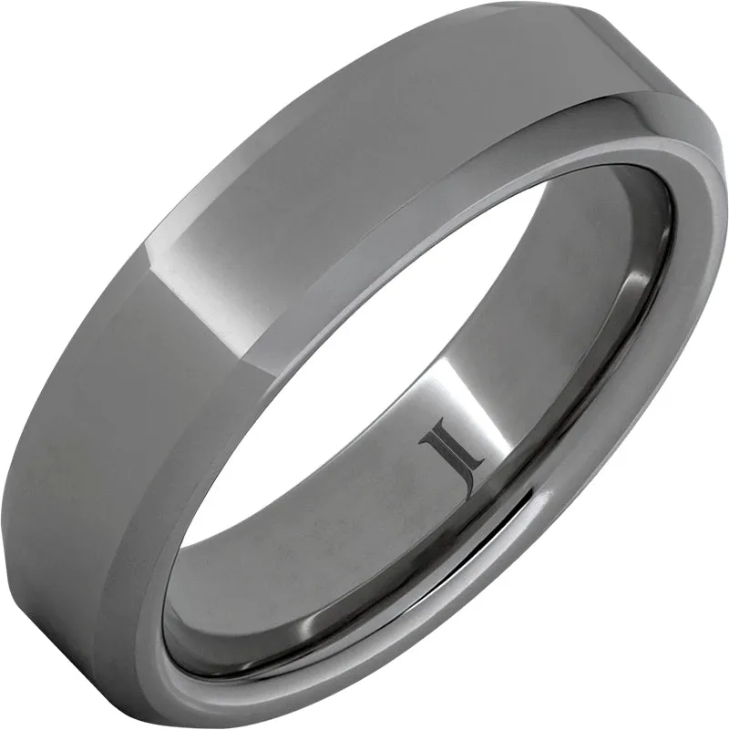 Rugged Tungsten Ring with Beveled Edges