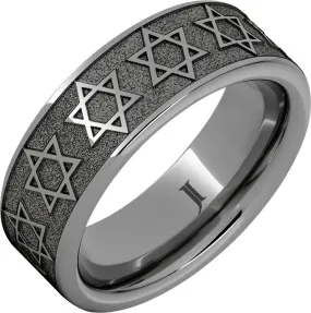 Rugged Tungsten Star of David Ring