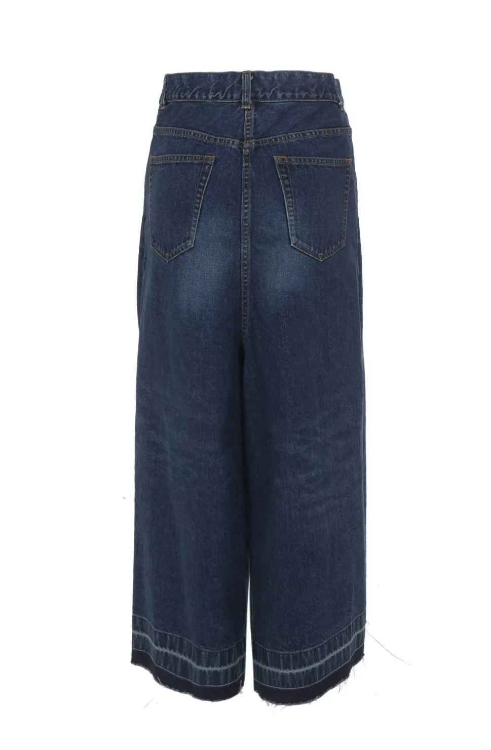 Sacai Layered Buttoned Midi Denim Skirt