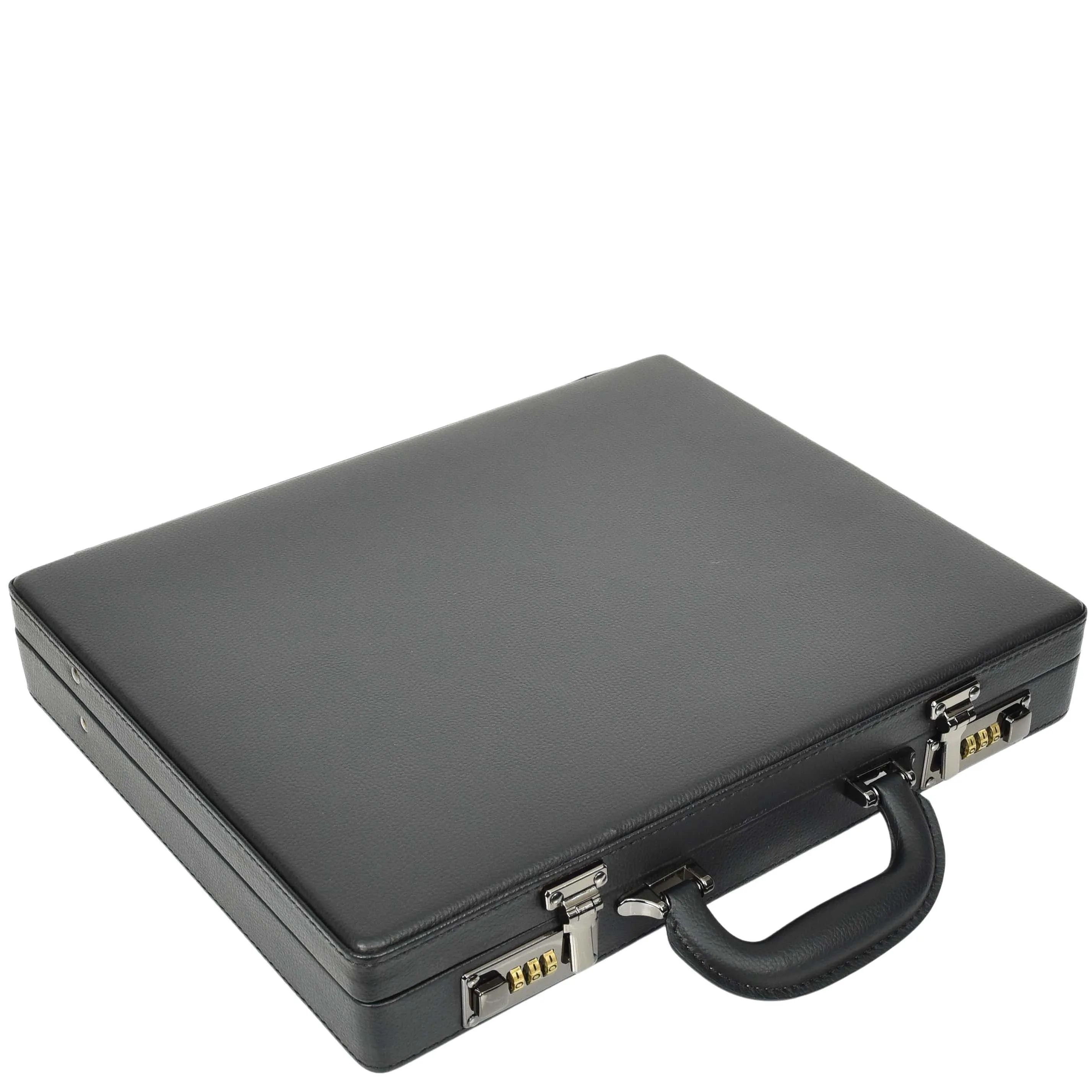 Slim Line Attache Case Black Briefcase Organiser Apex