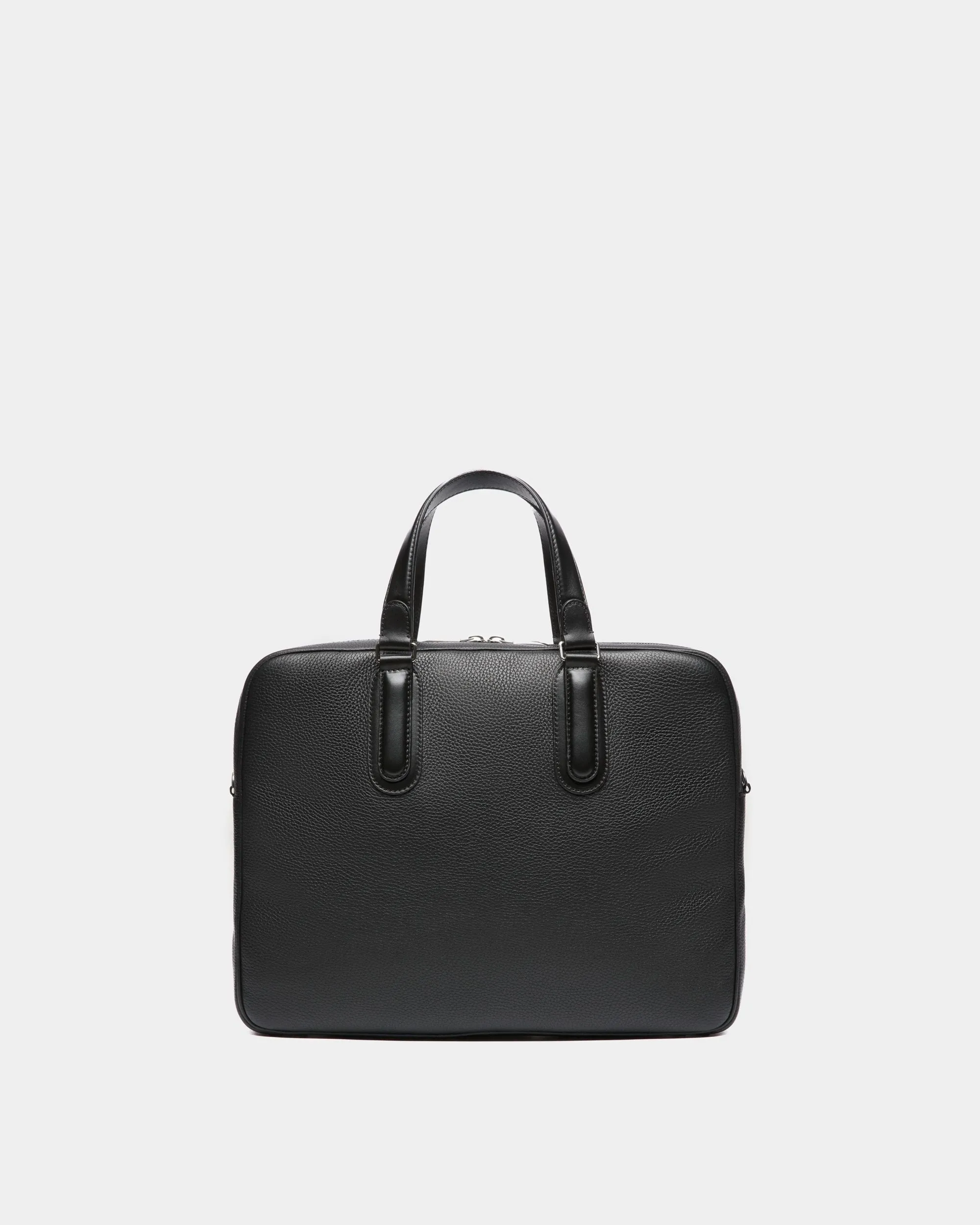 Spin Briefcase In Black Grained Leather 