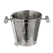 Stainless Steel & Shagreen Ice Bucket with Tongs