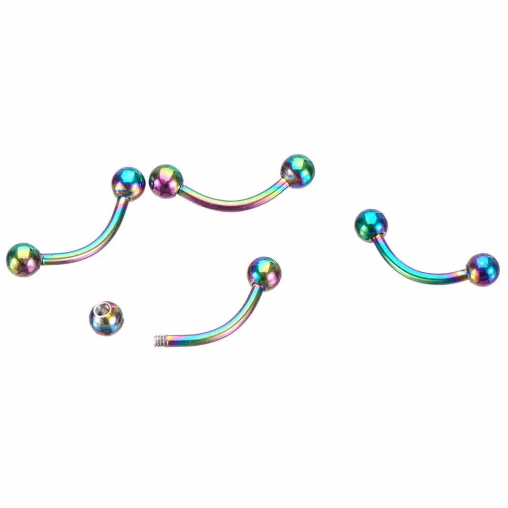 Stainless Steel Curved Barbell Ball Eyebrow Ring Eyebrow Piercing Nose Lip Tongue Ring S 4 Colors Body Jewelry SM6