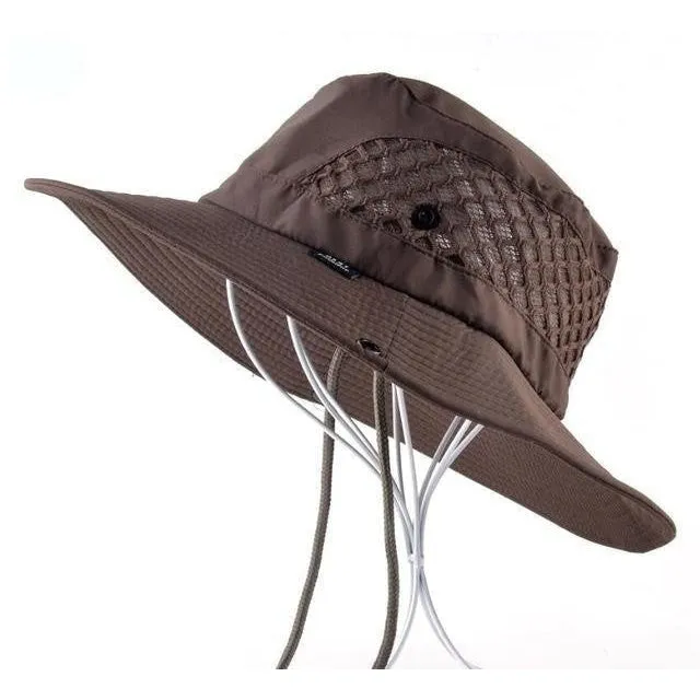 Summer Breathable Mesh Wide Brim Foldable Bucket Style Beach Hat