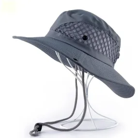 Summer Breathable Mesh Wide Brim Foldable Bucket Style Beach Hat