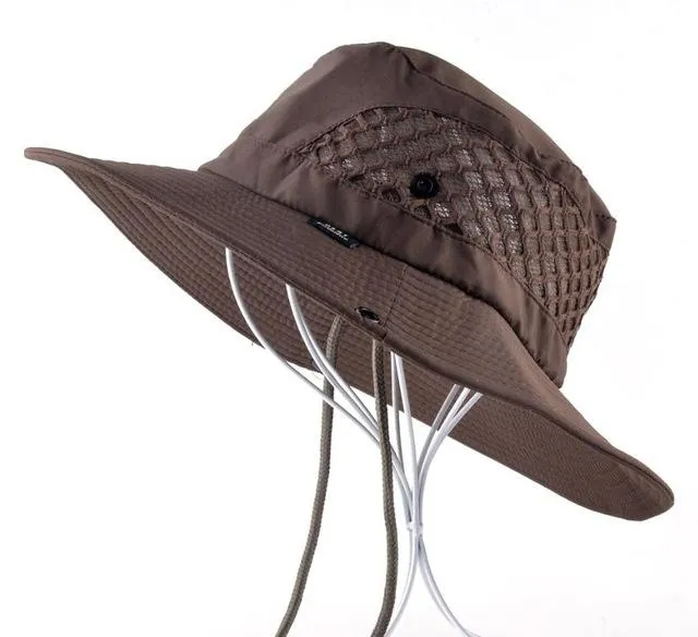 Summer Breathable Mesh Wide Brim Foldable Bucket Style Beach Hat