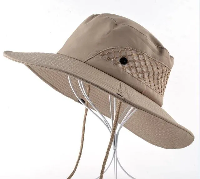 Summer Breathable Mesh Wide Brim Foldable Bucket Style Beach Hat