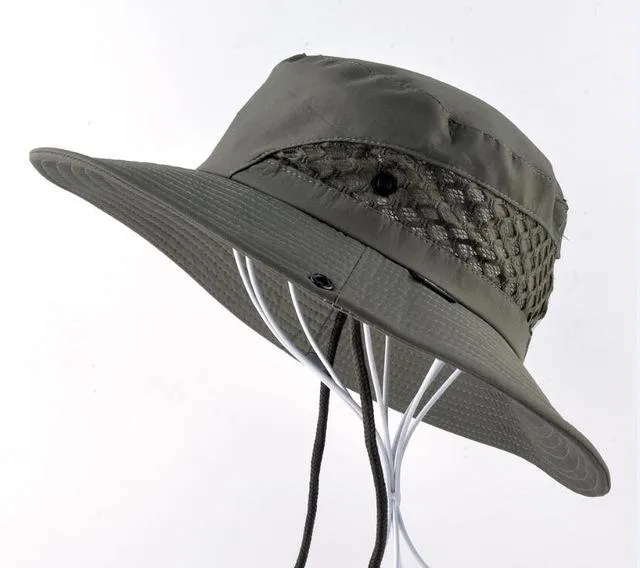 Summer Breathable Mesh Wide Brim Foldable Bucket Style Beach Hat