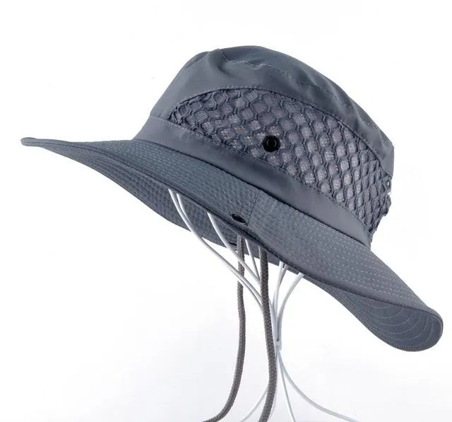 Summer Breathable Mesh Wide Brim Foldable Bucket Style Beach Hat