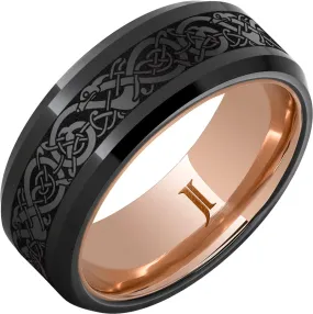 The Viking – Hidden Gold  Black Diamond Ceramic Engraved Ring