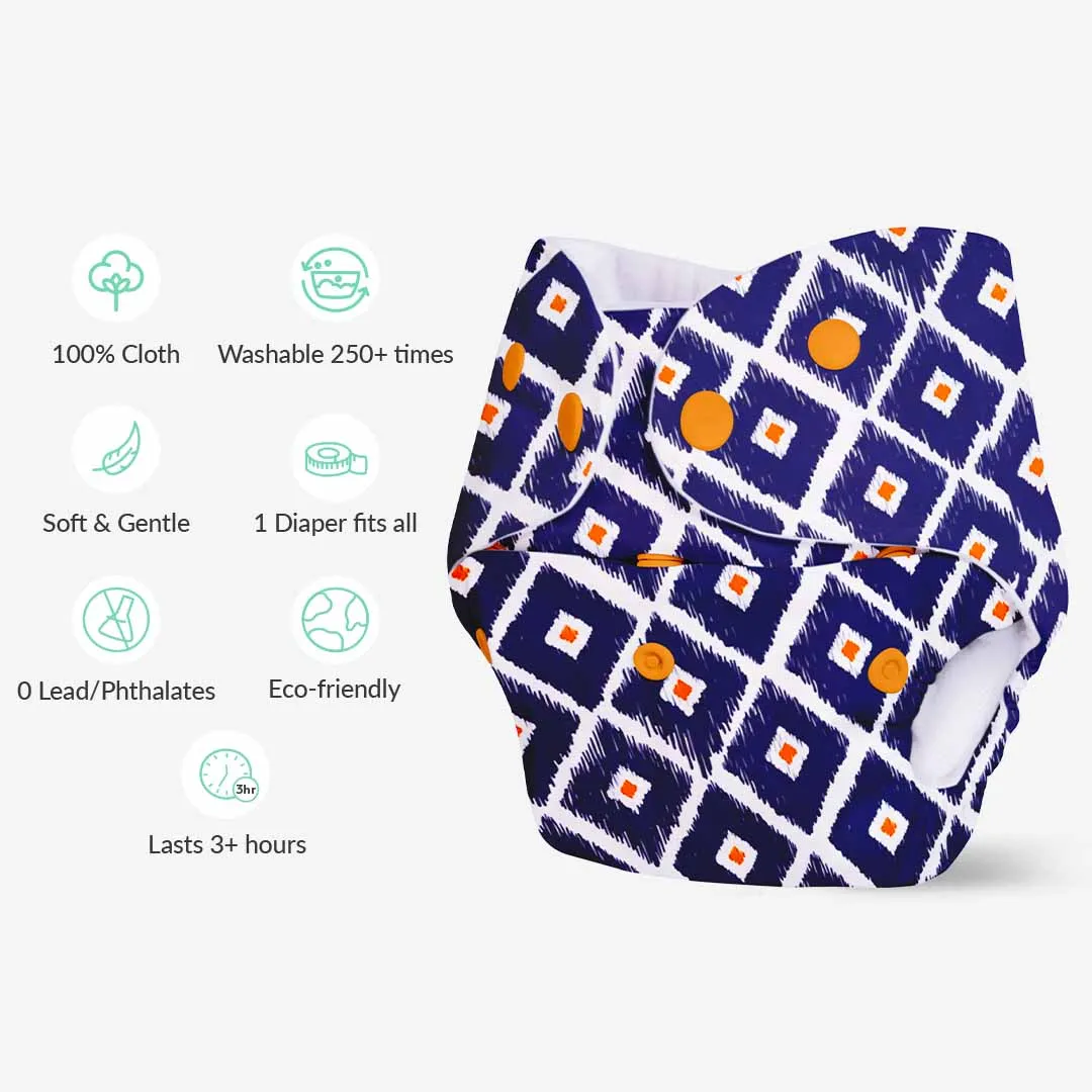 Tie n Die - BASIC Cloth Diaper, New & Improved with EasySnap & Quick Dry UltraThin Pad