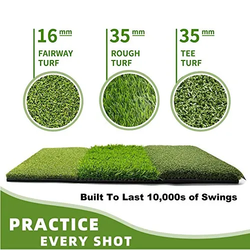 Tri-Turf XL Golf Hitting Mat 3-in-1 Golf Mat for Driving, Chipping and Putting