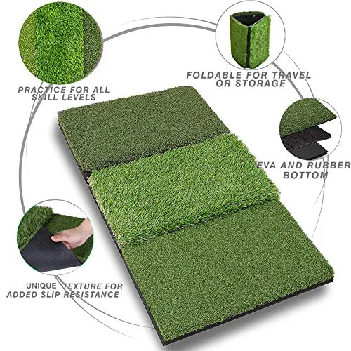 Tri-Turf XL Golf Hitting Mat 3-in-1 Golf Mat for Driving, Chipping and Putting