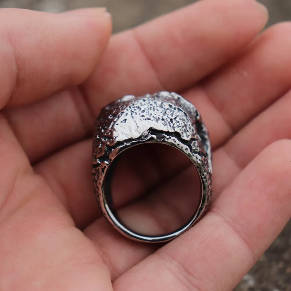 Vintage Stainless Steel Rugged Skull Rings